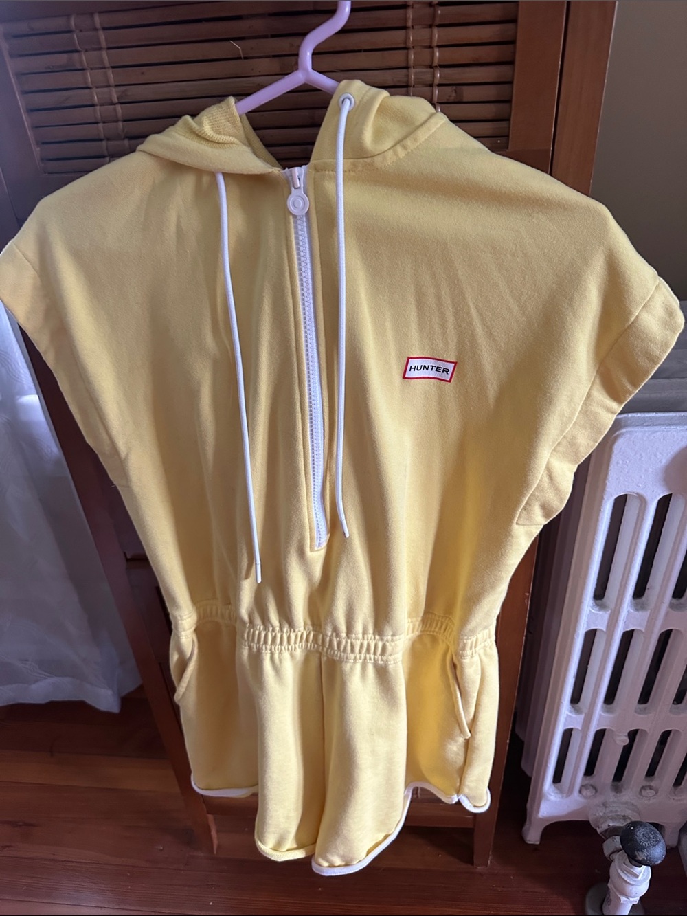 Hunter Pale Yellow Hooded Short Romper